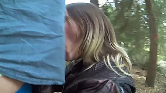 European Woman Gives Oral Pleasure In The Great Outdoors