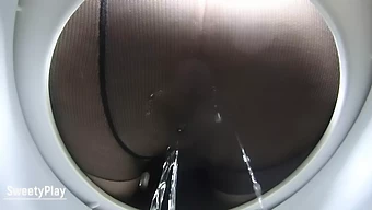 Nylon-Clad Mature Woman Indulges In Shower Time And Peeing