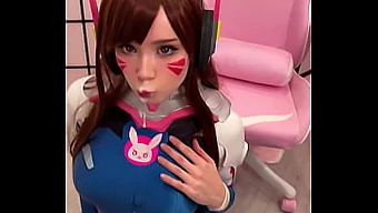 TikToker dalam cosplay D.Va memberikan kenikmatan oral dan menerima ejakulasi di wajah