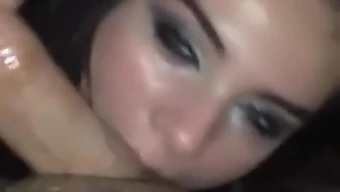 A filthy woman performs oral sex on a man's penis