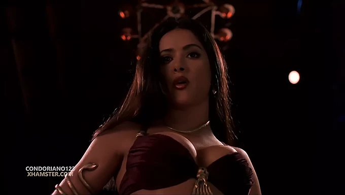 Brunette beauty Salma Hayek in a seductive lingerie scene