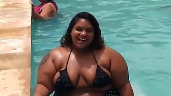 Thick Black Bbw Gets Oiled Up For Some Amateur Pool Action